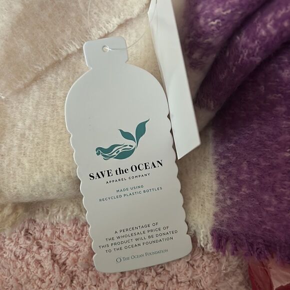 Roffe‎ Save the Ocean multi color fringe scarf NEW - Picture 6 of 7